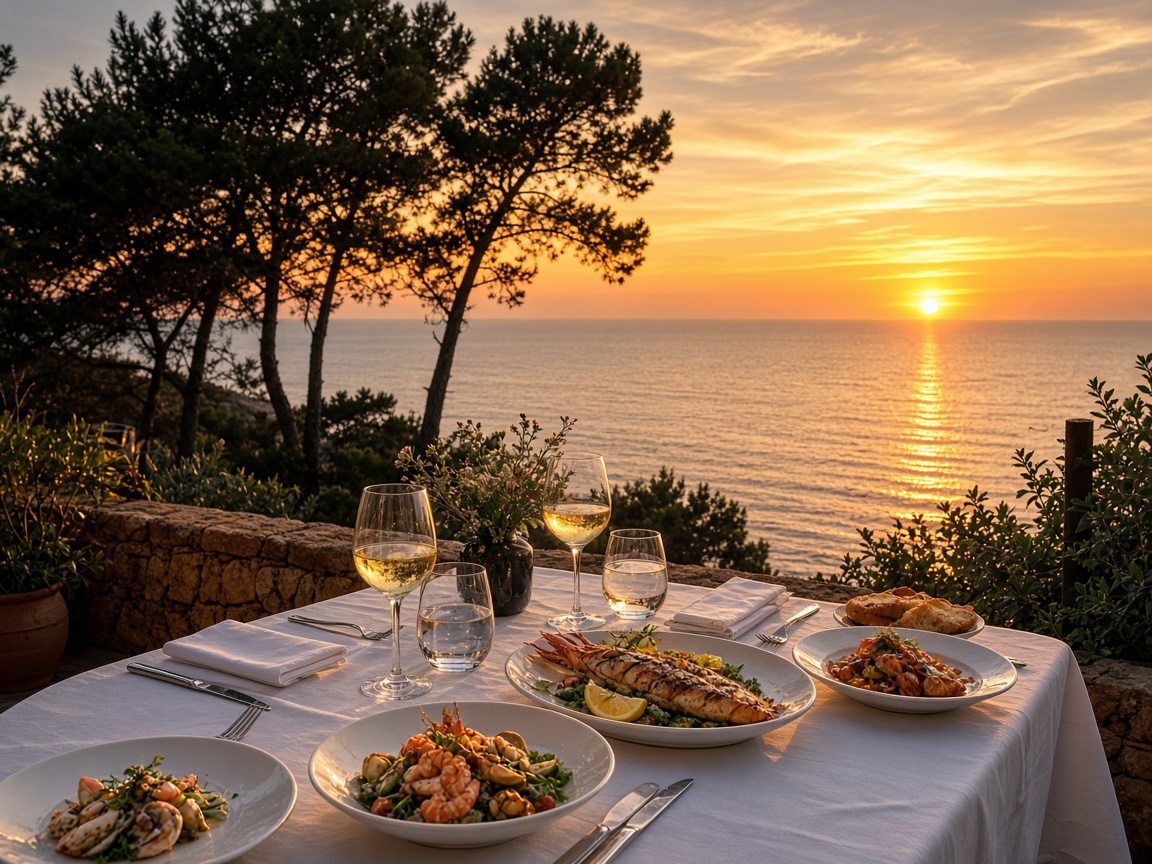 Terraza gastron&oacute;mica al atardecer en Chiclana